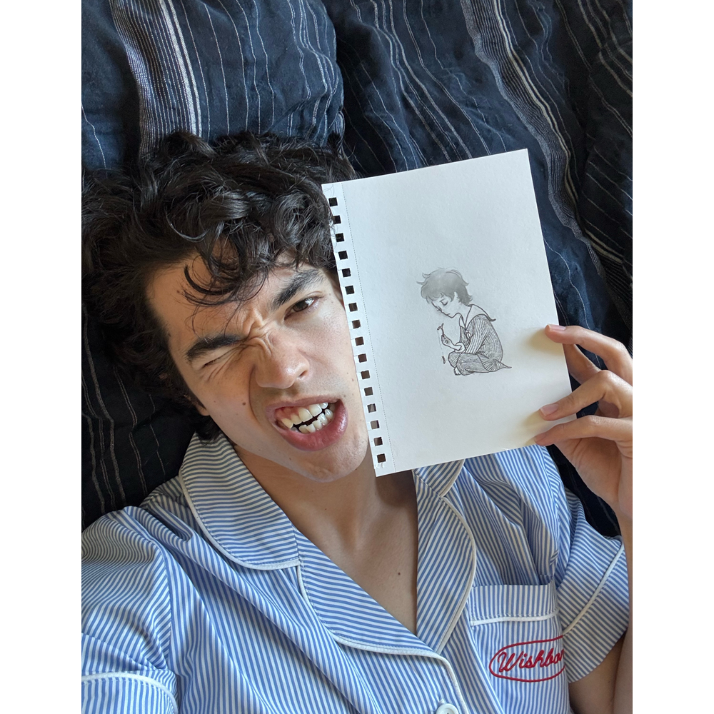 Wishbone CD (featuring illustration by Conan) - Conan Gray holding sketch 1